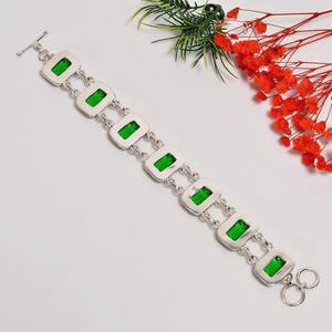 Bracelet en émeraude verte, argent sterling 925, bijoux en pierres précieuses faits à la main, pierre de naissance de mai, cadeau d'anniversaire pour femme - Product Image 4