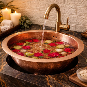 Recipiente para baño de pies Panchakarma, tazón para baño de pies de spa ayurvédico, baño de pies de cobre para curación natural, tazón de cobre para bienestar holístico - Product Image 1