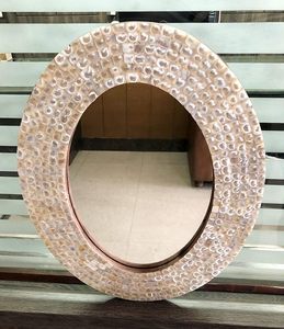 Handmade Modern Floral Pattern <b>Mirror</b> <b>Frame</b> with Mother of Pearl Inlay Wall Decor for Home and Office Use by ARTISAN AURA - Product Image 1