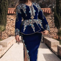 BELLE ROBE CAFTAN BLEU ROYAL ALGÉRIEN TRADITIONNELLE AVEC PERLES DE CRISTAL, PERLES, PIERRE DE VERRE TRAVAIL POUR LA FÊTE @ 2023