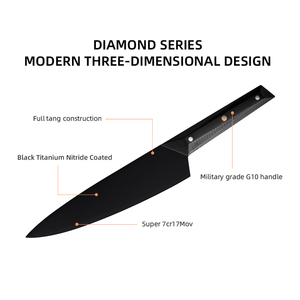 Venta al por mayor pedidos a granel personalizados OEM ODM servicio mango profesional Acero inoxidable revestimiento negro hoja Chef cocina Chef cuchillo - Product Image 5