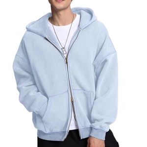 Sudadera con Capucha y Cremallera de Manga Larga para Hombre, Nueva Colección de Invierno, Personalizada, de Alta Calidad, 100% Algodón, Transpirable, Lisa, Teñida, a la Moda - Product Image 4