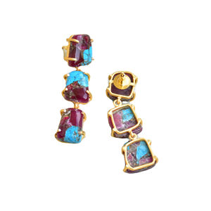 Brass Pearl <b>Stud</b> <b>Earrings</b> Wholesale Handcrafted Semi Precious Satin Brass Finish Fashion Forward Style Wholesale Fashion Lots - Product Image 2