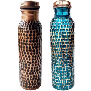 Botella de agua de cobre sólido con acabado de cobre para oficina, escuela, gimnasio, uso de entrenamiento, Apto para lavavajillas, tapa Push-Pull - Product Image 3