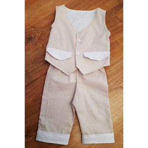 Ensemble de vêtements de printemps pour bébé garçon en lin et gris tourterelle - Product Image 4