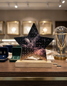 Acrylic Star Shaped Earring Display Stand with Wood Base Earring Holder Jewelry Organizer and Showcase Rack - Product Image 4