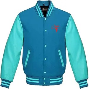 Tùy chỉnh thực hiện Varsity Áo khoác/da trắng tay áo len màu đen cơ thể Chenille các bản vá lỗi letterman thêu Varsity Áo khoác