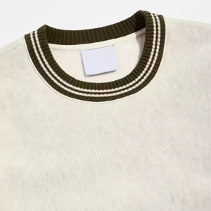 Sudadera de Invierno 2025 al por Mayor, Personalizada, con Cuello Redondo y Rayas Acanaladas, de Felpa, Holgada, 100% Algodón, Transpirable, Talla Grande - Product Image 2