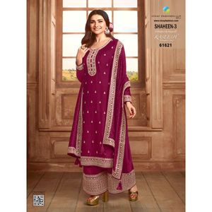 Salwar Kameez de Fiesta, Sexy, de Seda Georgette Pesada, con Dupatta, con Bordado y Lentejuelas, Fabricante de Surat - Product Image 1