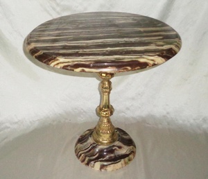 Support de plante en marbre cultivé brun vert avec tige en laiton, table d'appoint de 18 pouces, design moderne personnalisé, produits en marbre écologiques - Product Image 3