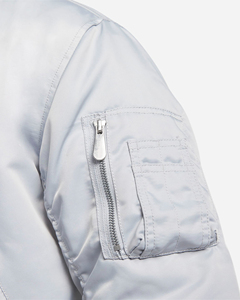 แจ็กเก็ตเบสบอลผ้าซาตินสำหรับผู้ชายผู้หญิงแจ็กเก็ตแฟชั่นสีทึบปกตั้งสำหรับฤดูหนาว - Product Image 3