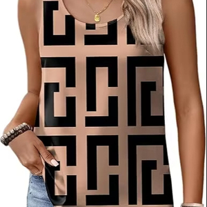 Top Quality Short Sleeve Scoop Neck Sleeveless Tank Tops - Product Image 3