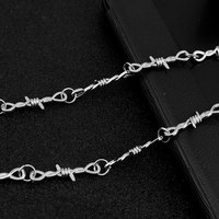 Quantité minimale de commande bas 10 pièces en gros hiphop gothique petite chaîne de ronces collier de fil de fer barbelé