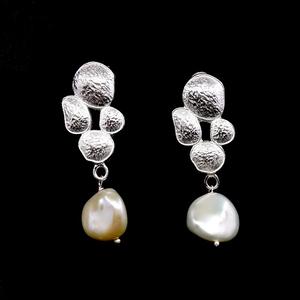 Pendientes de perlas barrocas de Plata de Ley 925, ajustables y chapadas en oro puro Pendientes de perlas barrocas, a la moda, Charm - Product Image 5