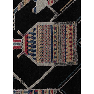 Manchaha Geometric Wool Bamboo Silk Hand Knotted Rugs High Grey Black Rectangle <b>Carpet</b> for Home Living Room Hallway-Les-2781 - Product Image 3