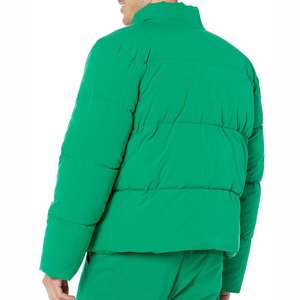OEM Custom Men's <b>Canvas</b> Puffer <b>Jacket</b> with Stand Collar Breathable Winter Street Wear Zipper Closure Made in Pakistan - Product Image 2