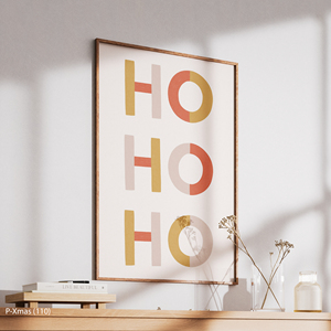 Warm Tones Modern HO HO HO Christmas HD Canvas Wall Decor with Wood <b>Frame</b> - Product Image 5