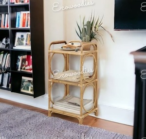 Premium Style Rattan Craft <b>Racks</b> Bookshelves and Household Furniture Decoration Accessories Bamboo Standing Shelf for Home Decor - Product Image 5