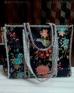 Heavy Duty 100% Cotton <b>Quilted</b> Eco-friendly Reusable Tote <b>Bag</b> 10KG Capacity - Product Image 6