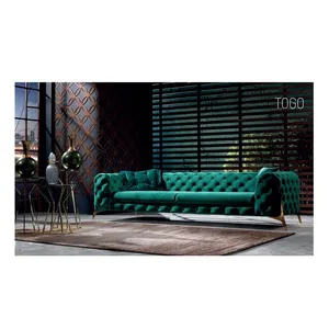 Hot Sale Leather Chesterfield Sofa Factory Customized Retro Living Room Leather Chesterfield Leather Fabric Armrest