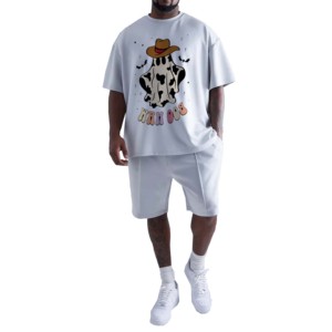 Ensemble court respirant pour hommes, taille plus, lavé, pour l'automne, vêtements de mode OEM, t-shirts de course pour garçons - Product Image 6