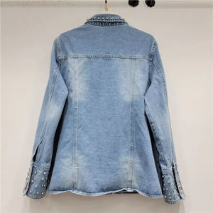 Veste en jean 100% coton de haute qualité OEM pour hommes avec logo personnalisé avec strass Veste en jean Street Wear - Product Image 2