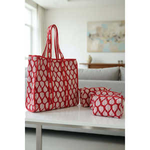 Bohomin - Juego de 3 Bolsas de Mano Portátiles Estilo Bohemio, Resistentes al Agua, con Cierre y Estampado a Mano - Product Image 2