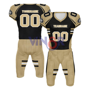 Logo personnalisé Uniforme de football américain avec demi-manches col en V couleur jaune gris respirant imprimé Design entretenu OEM - Product Image 5