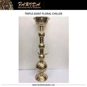 Ensemble de grands refroidisseurs de luxe Farida faits à la main Unique carré en laiton narguilé Shisha avec laque Technique Type droit vente en gros - Product Image 5