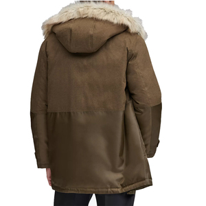 Chaqueta Parka personalizada para hombre, Parka de color marrón con capucha de piel sintética y bolsillos delanteros, el más vendido de verano, precio al por mayor - Product Image 3