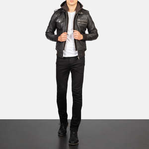 Chaqueta de invierno para hombre de diseño superior con cuello levantado manga completa 100% cuero de alta calidad personalizable precio razonable - Product Image 5