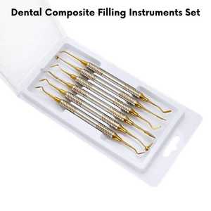 Kit de 6 Espátulas para Relleno de Resina Compuesta Dental con Cabeza Recubierta de Titanio o Oro, Instrumentos Dentales Alemanes con Certificación CE ISO - Product Image 5