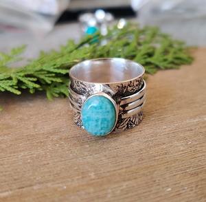 Joyería para mujer, anillo de plata estilo bohemio, joyería de plata de ley 925, Larimar piedra preciosa, tendencia, anillo hecho a mano, regalo para el amor - Product Image 5