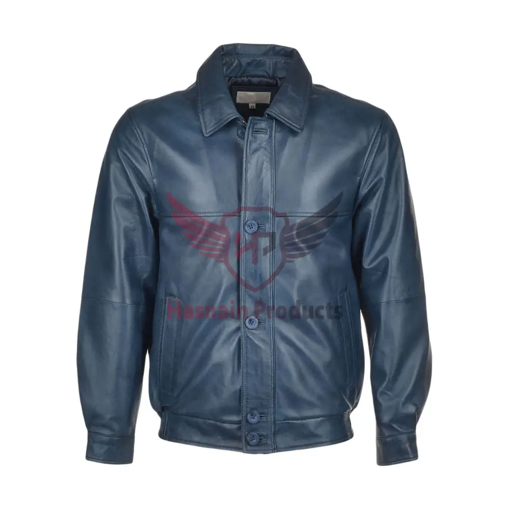 Veste en cuir Premium Navy Nap Ferdinand Vêtements d'extérieur élégants pour hommes avec une élégance intemporelle et un savoir-faire supérieur