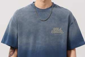 Camiseta de algodón orgánico de punto con lavado degradado retro de 220 g para hombre, teñido con spray, estilo vintage, manga corta, top de moda al por mayor - Product Image 3