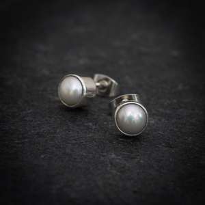 Pendientes de tuerca de perlas cultivadas de agua dulce de Plata de Ley 925, Perla de agua dulce cortada de calidad para mujer, para fiesta y regalo - Product Image 3