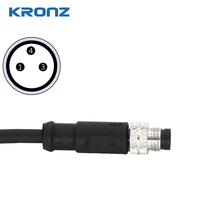 KRONZ Câble en PVC de 10 mètres avec connecteur M8 Connecteur circulaire pré-assemblé mâle droit non blindé à 3 broches