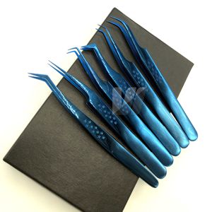 Pince à épiler professionnelle japonaise en acier inoxydable avec logo personnalisé pour extensions de cils, outil pointu durable au plasma bleu, polyvalente - Product Image 1