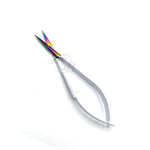 Blanc arc-en-ciel en acier inoxydable russe manucure cils sourcil Double Action droite lame incurvée ciseaux à ressort - Product Image 3