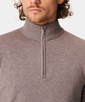 Pull en maille de couleur chinée à col zippé 1/4, manches longues, décontracté, marron, nouveau design d'automne, avec logo sur le devant