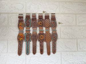 Correa de reloj de cuero mecanizado a mano con diseño Floral occidental bohemio superventas 2025, correas de reloj de cuero genuino de repuesto suave - Product Image 6