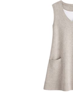 <b>Beige</b> Womens Knitted Sleeveless Sweater Vest V Neck Soft Acrylic Winter Layering Casual Custom Manufacturer OEM Wholesale Brands - Product Image 4