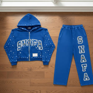 Survêtement pour hommes à prix de gros, personnalisé, effet délavé soleil, pour l'hiver, avec strass et prix ajustable - Product Image 1