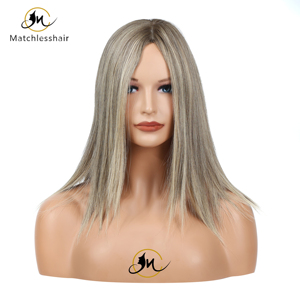 En stock perruque juive en soie de cheveux humains vierges européens de luxe perruques casher pour Solutions de perte de cheveux - Product Image 1