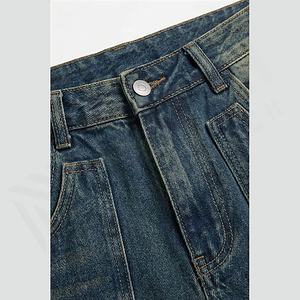 กางเกงยีนส์เดนิมทรงตรงผู้ชาย 6 กระเป๋า ทรงคาร์โก้ ไซส์ใหญ่ ผ้าฟอก ลวดลายโลโก้แบบกำหนดเอง คุณภาพพรีเมียม แห้งเร็ว น้ำหนักเบา - Product Image 4