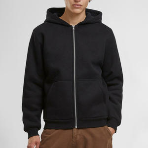 Vente en gros, sweat à capuche zippé à manches longues 100% coton pour hommes, vêtements de rue et décontractés, pull, broderie de logo personnalisé - Product Image 1