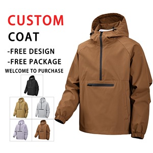 Logo personnalisé Imperméable Demi-fermeture éclair Sweats à capuche surdimensionnés Vestes coupe-vent zippées légères pour hommes pour l'extérieur - Product Image 2
