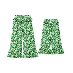 Pantalons larges assortis pour la famille, style Palazzos, pour la fête de la Saint-Patrick, ensemble maman et moi, vêtements assortis pour filles pour la Saint-Patrick, OEM/ODM. - Product Image 2