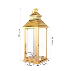 Candelabros de Metal de farol dorado elegante de estilo Vintage para el hogar y el Hotel farolillos colgantes decorativos para Navidad - Product Image 4