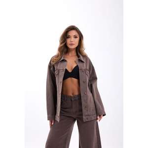 แจ็คเก็ตยีนส์สีน้ำตาลสำหรับผู้หญิง รุ่น 7490 - เสื้อโค้ทพรีเมียม - Product Image 2